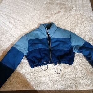 Colorblock Blue denim Cropped Jacket (used)